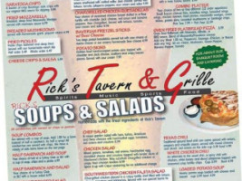 Rick's Tavern Grille menu