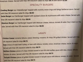 Vrooman's menu