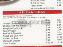 Panda Express menu