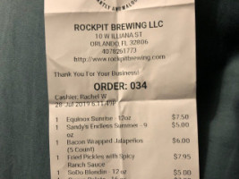 Rockpit Brewing menu