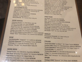 The Cave Bistro Wine menu