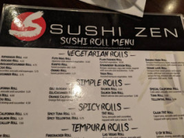 Sushi Zen menu