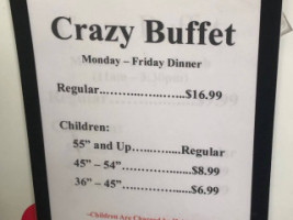 Crazy Buffet menu