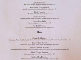 Sackett's Table menu