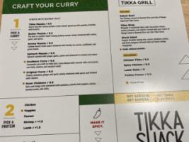 Tikka Shack Indian Grub menu