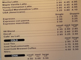 Iw Coffee menu