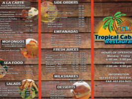 Tropical Cabana menu