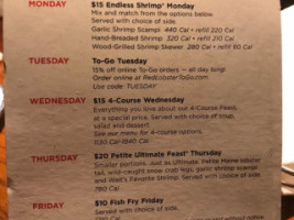 Red Lobster menu