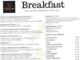 Positiv Cafe And Bakery menu