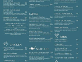 Blue Agave Mexican Cuisine menu