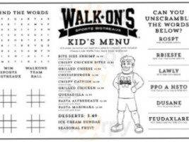 Walk On's Sports Bistreaux Towne Center menu