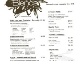 Blends A Coffee Boutique menu