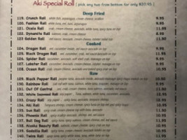 Aki Sushi menu