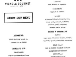 Vignola Gourmet menu