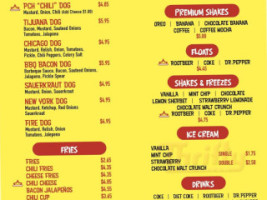 Pacific Coast Hot Dogs menu