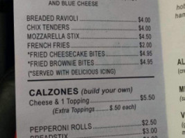 Carlinis Pizza Shop menu