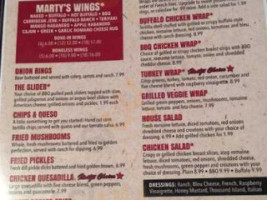 Marty's Sports menu