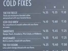 The Fix Drive Thru Coffee menu