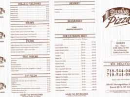 Dante's Pizza menu