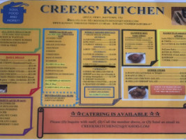 Creeks Kitchen menu