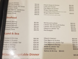 Shogun Hibachi menu