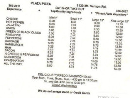 Pizza Cottage menu