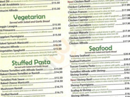 Tuscany Italian Grill Pizzeria menu