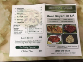 Biryani House menu