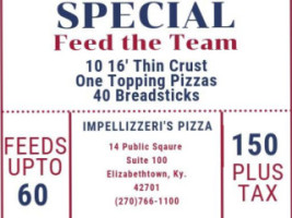 The Original Impellizzeri's Pizza menu