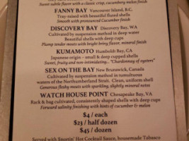 Oyster 369 menu