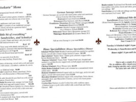 The German Cafe menu