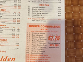 Golden City Hibachi Chinese menu