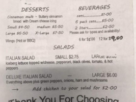 Mama Linda's Pizzeria menu