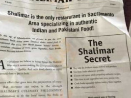 Shalimar menu