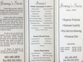 Jimmy's Store menu