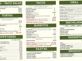 Burrito Parrilla Mexicana menu