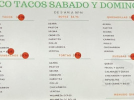 Acapulco Bakery menu