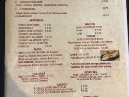 Comala Mexican Cafe menu