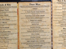 The Derby Steakhouse menu