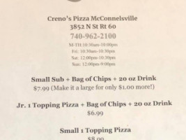 Creno's Pizza menu