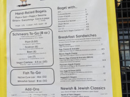 Belle's Bagels menu