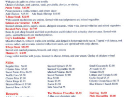 Alex's Lounge Ii menu