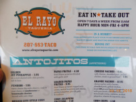 El Rayo Taqueria menu