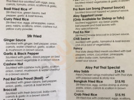 Aloy Pat Thai menu