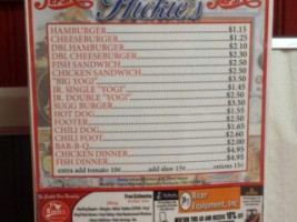 Hickie's Hamburger Inn menu