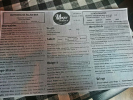 Major Biddle's menu