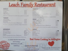 Leach Family menu