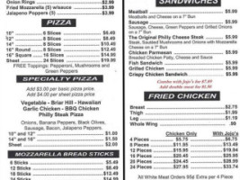 Sam's Pizza Shop menu