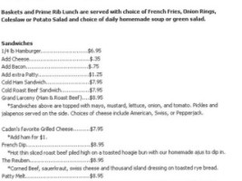 Coach House menu