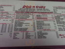 Dog N Suds menu